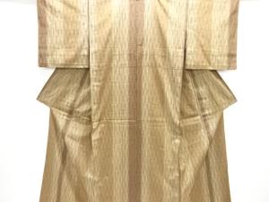 縞織り出し手織り紬単衣着物